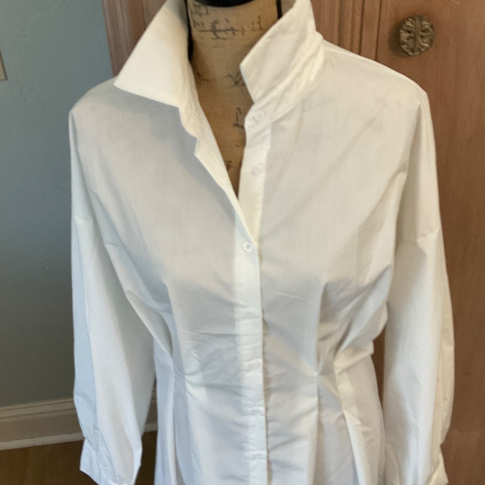 White Cotton shirt dress white Shirtdress size XL - Picture 11 of 13